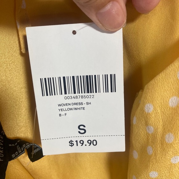 NWT Forever 21 Yellow White Polka Dot Mini Dress Spaghetti Strap Tie Backless S - Picture 8 of 10